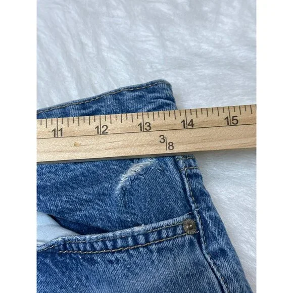 Zara Women's 6 High-Waist Ripped Denim Shorts 5" - Picture 5 of 7